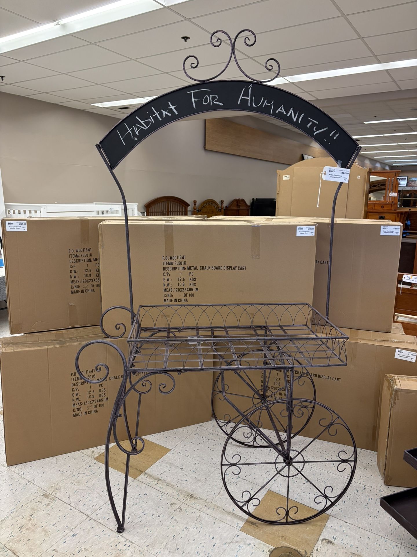 NEW Metal Chalkboard Display Cart