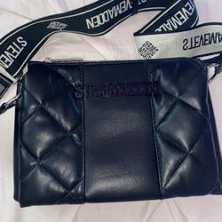 Brand New Steve Madden Black Shoulder/Crossbody Purse W/ Black & White Strap