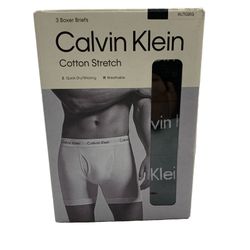 Calvin Klein Boxer Briefs Cotton Stretch Breathable XL Black Underwear - 3 PACK
