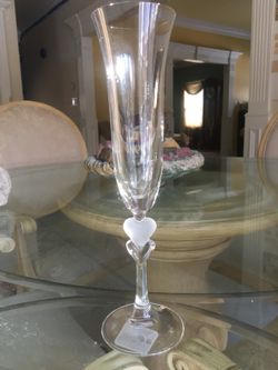 Gotham 1831 AMORE Crystal Toasting Flutes Set/2, Heart Wedding, Anniversary