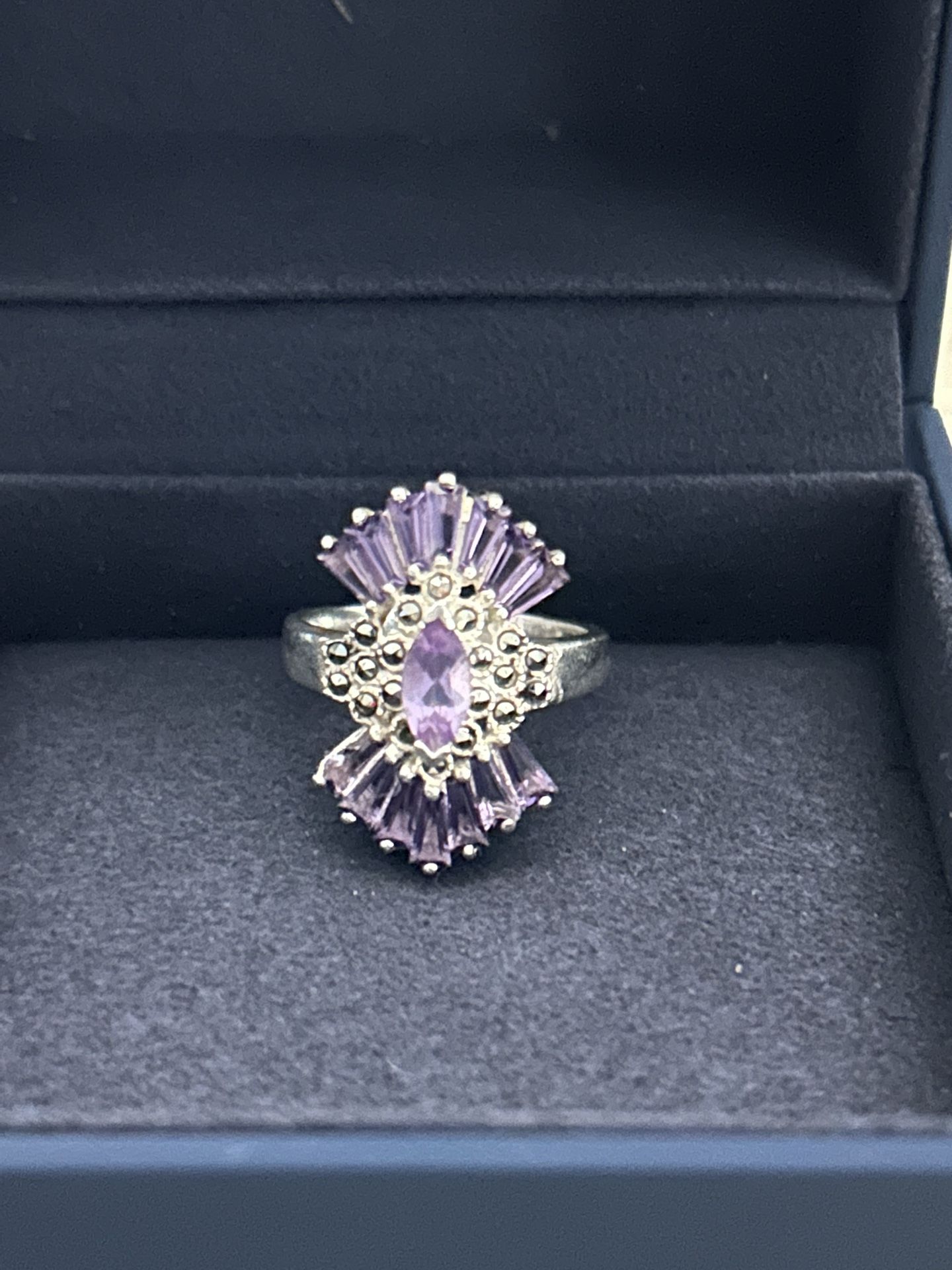 Vintage Lavender CZ & Marcasite Ring
