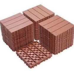 New in box 44 pc Plastic Interlocking Deck Tiles Patio Flooring Outdoor Mahogany