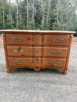 Ethan Allen Provincial Style Pickled Pine Commode, 34 X 52 X 20 In. (86.4 X 132.1 X 50.8 Cm.)