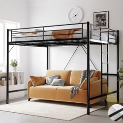 Queen Loft Bed BRAND NEW Black Metal 