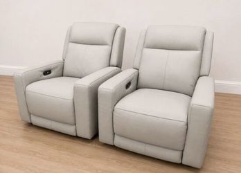 Wren PAIR of Leather Power Recliners - 2 Matching Chairs
