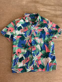 Hurley BOY Short-Sleeve Tropical Print Shirt - Green, Blue, Coral