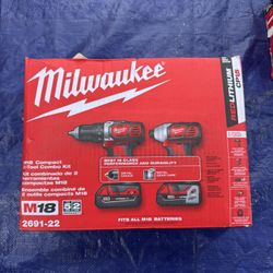 Milwaukee M18 18V Lithium-Ion Cordless Drill Driver/Impact Driver Combo Kit (2-Tool) W/ Two 1.5Ah Batteries, Charger Tool Bag