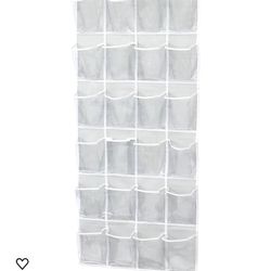 Simple Houseware 24 Pockets Large Clear Pockets Over The Door Hanging Shoe Organizer, Gray (56" x 22.5")