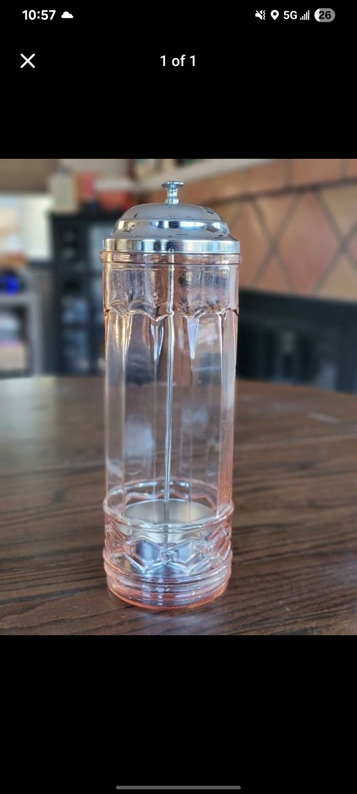 Straw Holder Pink Glass (Or pickle jar)