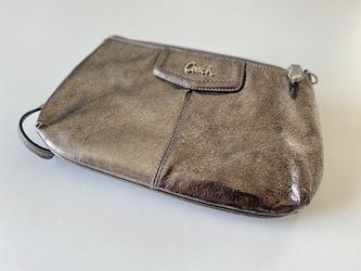 Coach Medium Size Wristlet Silver Gray Metallic 