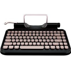 RYMEK Typewriter Style Mechanical Wired & Wireless Keyboard with Tablet Stand, Bluetooth Connection(Black)