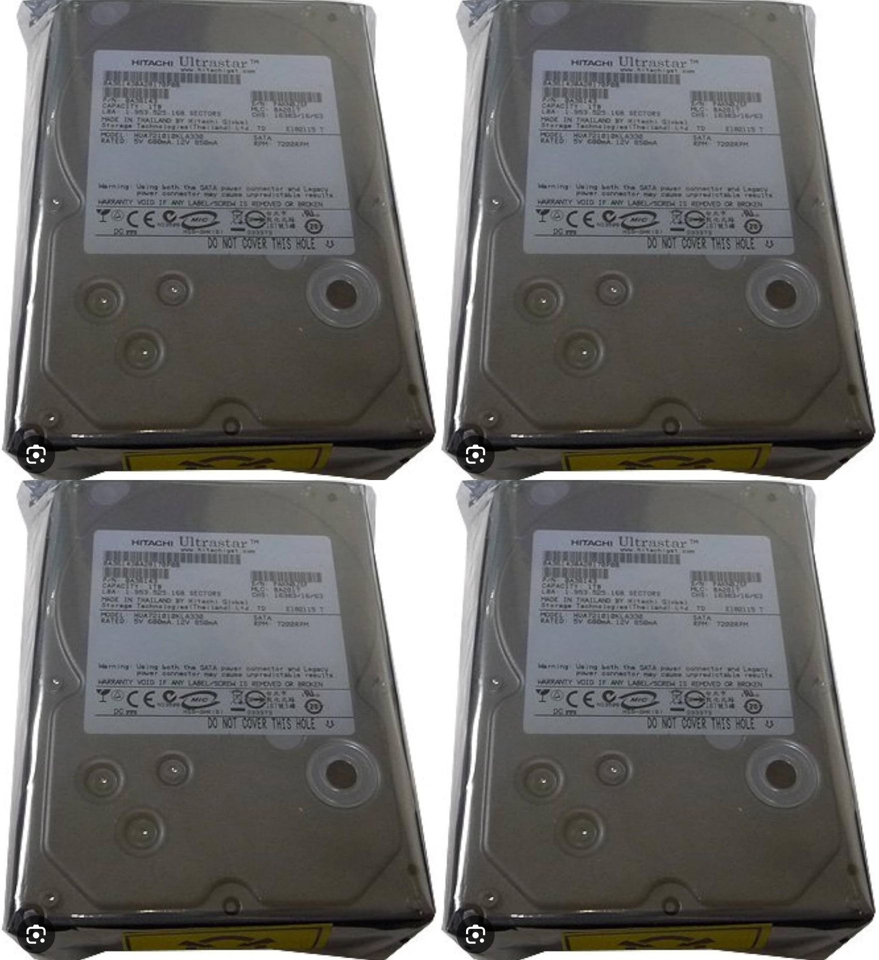 Lot Of 4 Hitachi HUA721010KLA330 1TB SATA2 3.0Gb/s 3.5" HDD -New