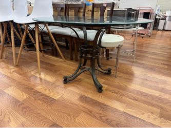 48” Belgian Modern Tempe Round Dining Table Glass