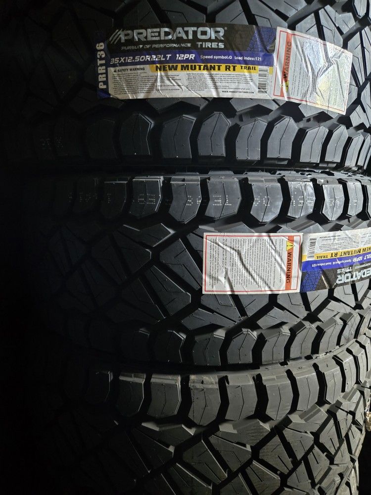 (4) 35x12.50r22 Predator R/T Tires 35 12.5 22 Inch RT 12-ply F Rated