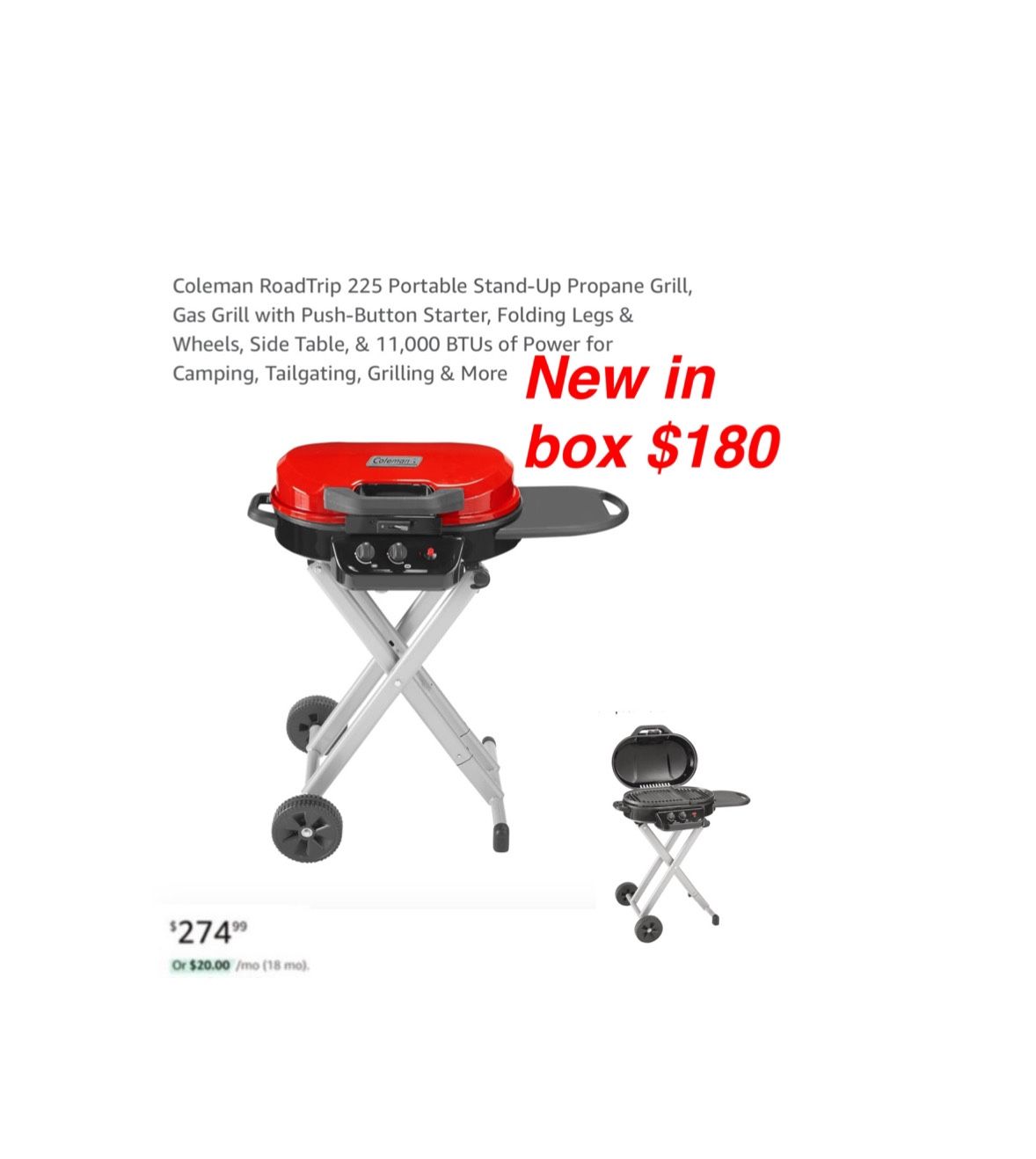 New Coleman Camping RoadTrip 225 Portable Stand Up Propane Grill