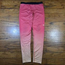 Nike Pro Hyperwarm Compression Tights XL Ombre Fade Red Orange HeatGear Dri-Fit Training
