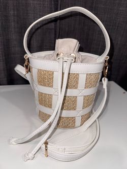 Forever 21 White Straw and Faux Leather