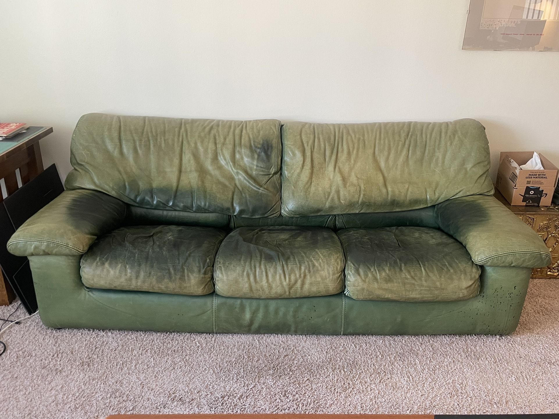 Green leather Couch