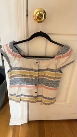Striped Button-Front Crop Top