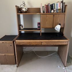 Computer Desk w/Hutch Plus Matching Filing cabinet 