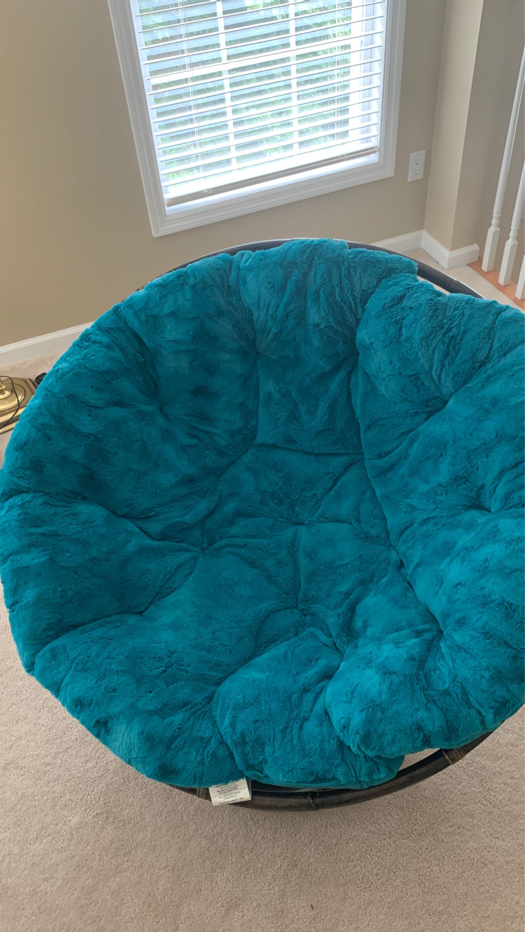 Pier 1 Papasan chair - frame and teal cushion