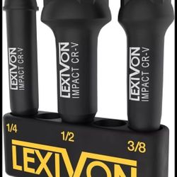 LEXIVON Impact Grade Socket Adapter Set, 3"Extension Bit,W holder.1/4.3/8LX101