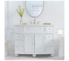 Hampton Harbor 45 in. W x 22 in. D x 35 in. H Single Sink Freestanding Bath Vanity in White with White Marble Top