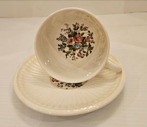 Wedgwood Edme CONWAY Floral Footed Cup & Saucer Set England