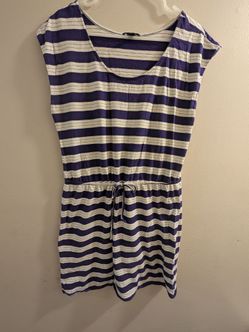 GAP Women's Blue & White Striped Sleeveless Drawstring Waist Romper Size L