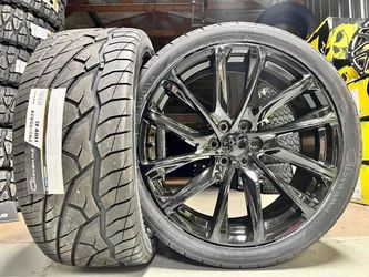 22"GLOSS BLACK RIMS TIRES