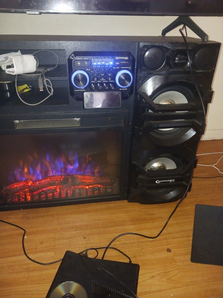 Technical Pro 75 Inc Fireplace TV Stand