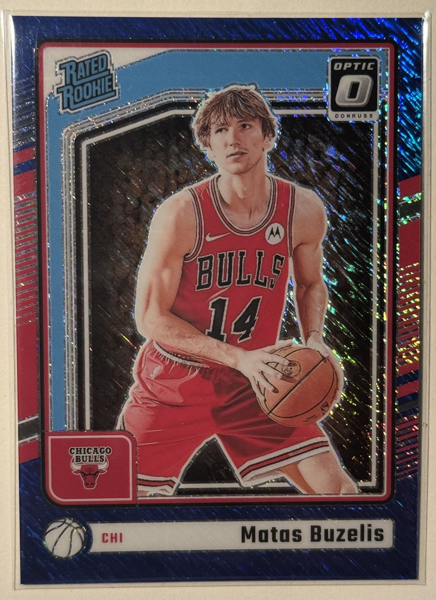 2024-25 Donruss Optic Blue Shimmer Rated Rookie Matas Buzelis /75