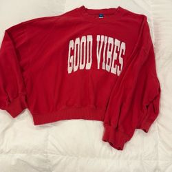 Old Navy Red  “Good Vibes” Women’s Crew neck Sweater Size XXL