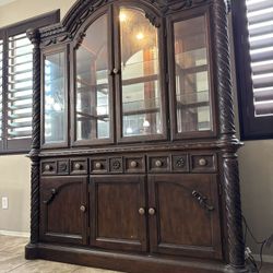 Dining Table Credenza China Hutch Set 