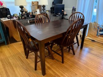 PENDING PICKUP Dark Wood Dining Table with 4 Chairs