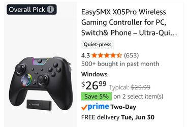 EasySMX X05Pro Wireless Gaming Controller for PC, Switch& Phone