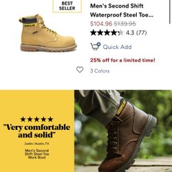 Men's Second Shift Waterproof Steel Toe Work Boot
