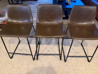 Brown leather barstools