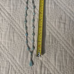 Turquoise Stone on  Silver Necklace 18 Inches 