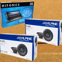 Hifonics Gemini 4 Channel Amplifier Alpine 2-Way 6 1/2" Coaxial Speaker 320 Watts Package 🚨 Payment Options Available 🚨 No Credit Needed 🚨 