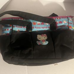 Hello Kitty Diaper Bag Sanrio Tote Pink Black 7 Pocket Zip Top 2014
