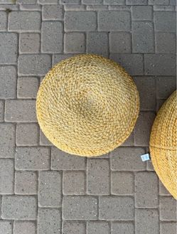CB2 Natural Braided Jute Outdoor Pouf- 19” -Like New