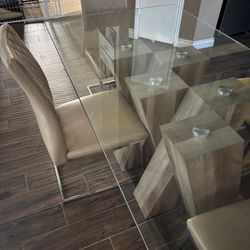 Glass Table W/6 Chairs