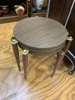 Set Of 3 MCM Round Stacking Tables 