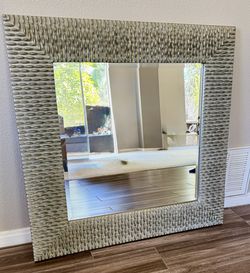 Cressida Silver Beaded 40 Square Wall Mirror