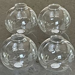 4 Princess House Heritage Place Card Holder Vase Hand Blown Etched 