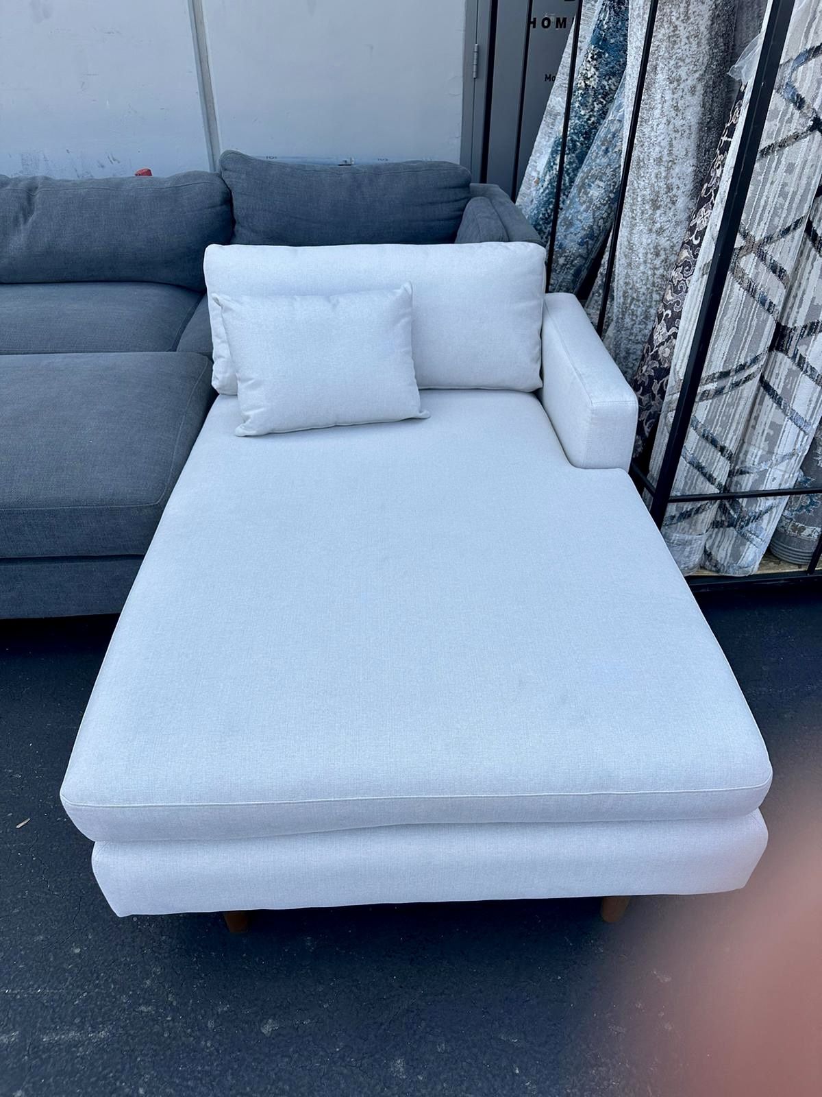 Chaise Lounge Sofa Piece- White Fabric $199