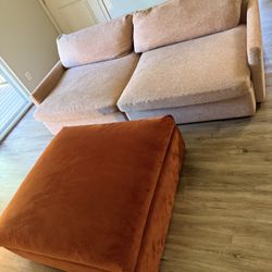 3 Piece Sectional Couch + Ottoman & Pillows 