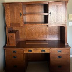 Two Piece Oak Computer Desk