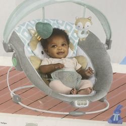 NEW Ingenuity InLighten Baby Bouncer Seat with Light Up-Toy Bar & Tummy Time Pillow Mat